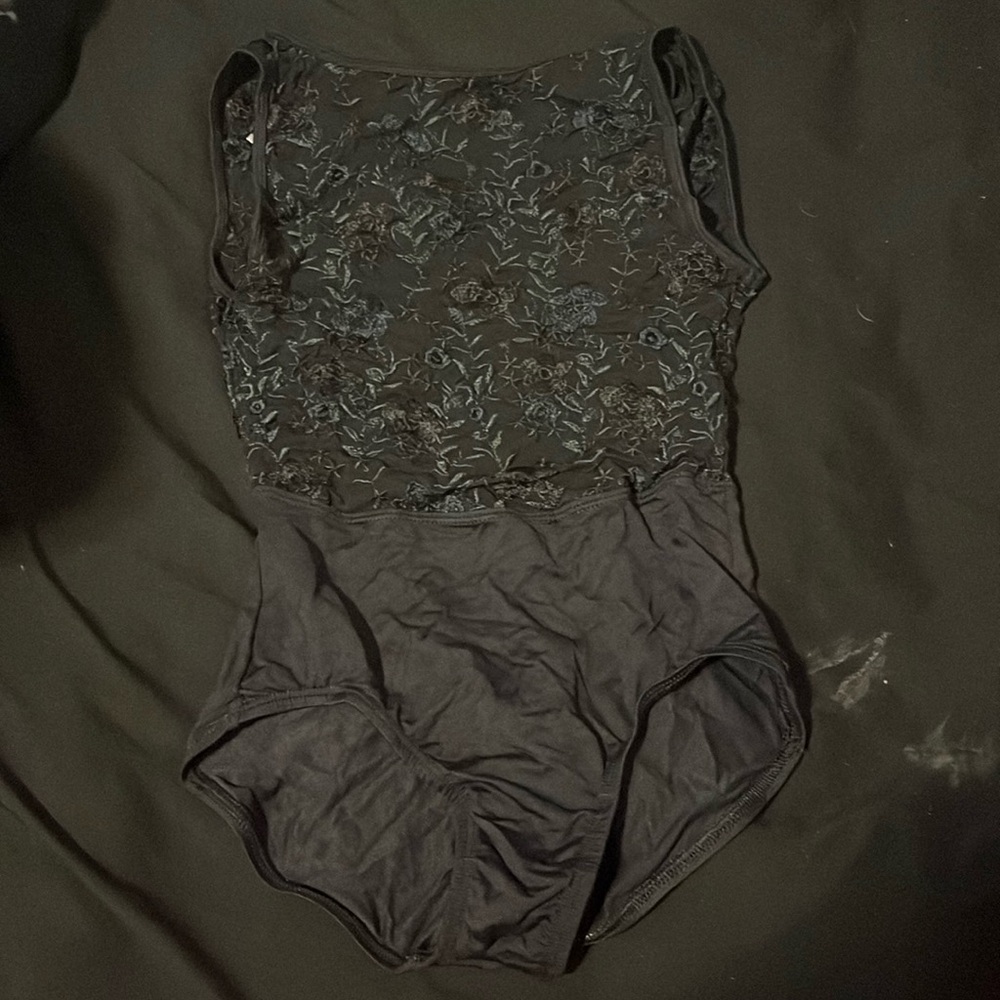 Black Ballet Leotard with Roses